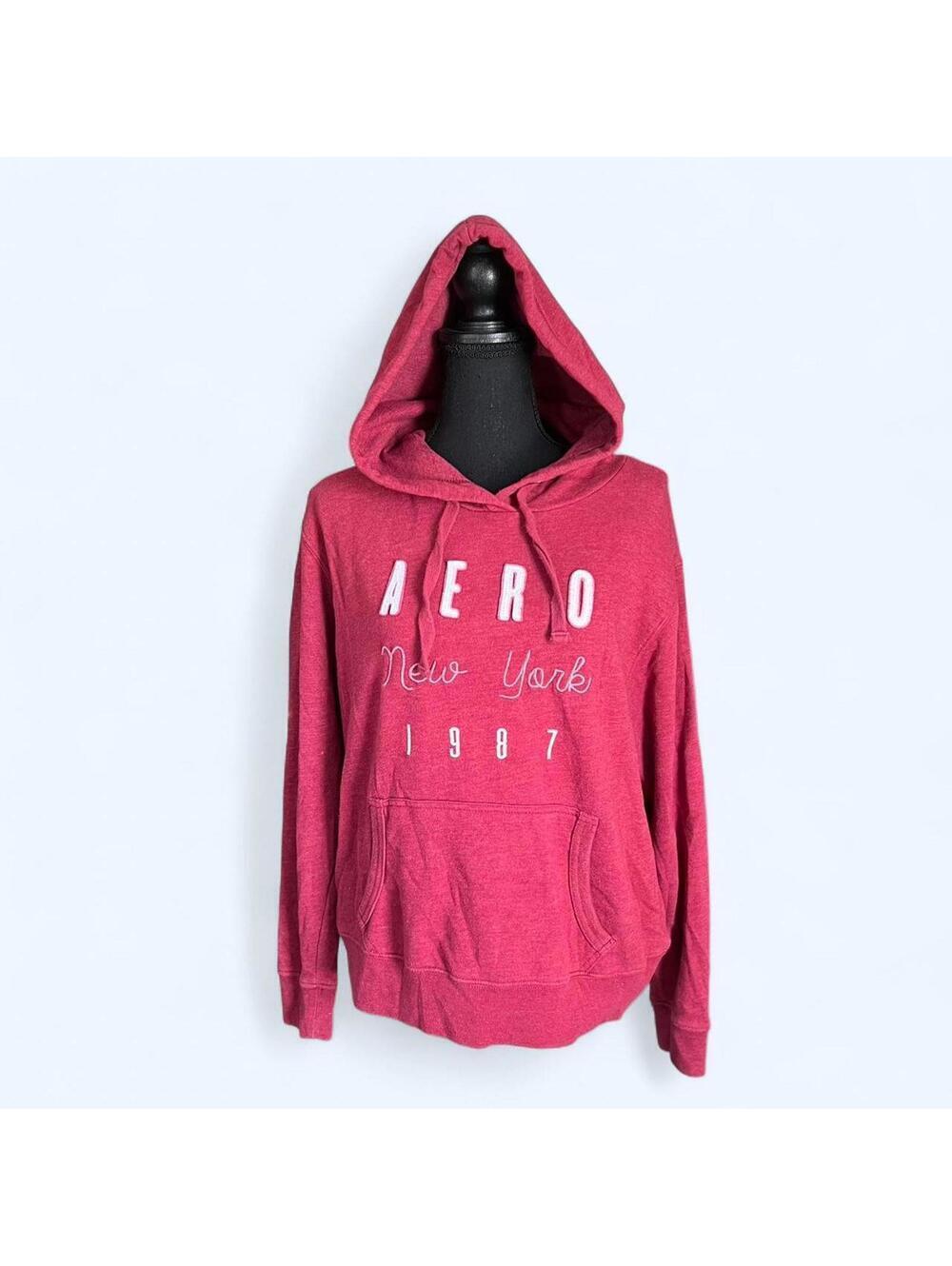 y2k aeropostale aero new york hoodie red cozy pullover size large ❤️